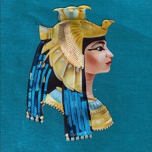 Teal Tote Bag with Queen Cleopatra Image